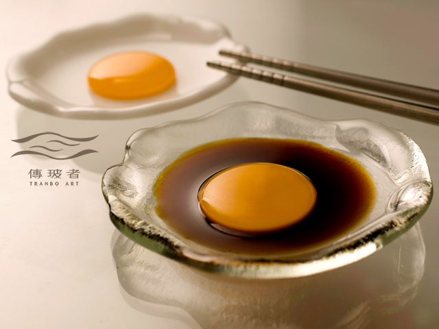 琉璃盤飾-荷包蛋系列-生蛋+熟蛋組 尺寸9.5cm