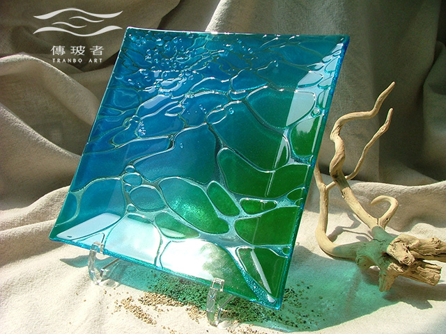 琉璃盤飾-若水系列C款 尺寸20x20x高2cm 售價/個NT$7,000
